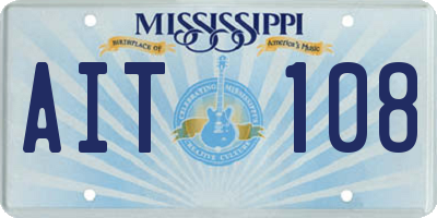 MS license plate AIT108