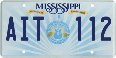 MS license plate AIT112