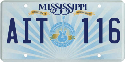 MS license plate AIT116