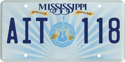 MS license plate AIT118