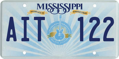 MS license plate AIT122