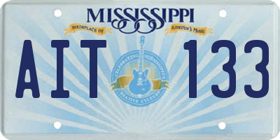 MS license plate AIT133