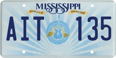 MS license plate AIT135