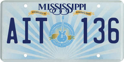 MS license plate AIT136