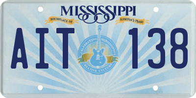 MS license plate AIT138