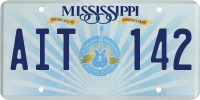 MS license plate AIT142