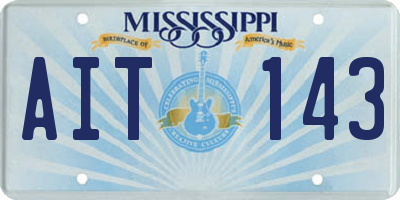 MS license plate AIT143