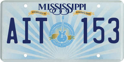 MS license plate AIT153