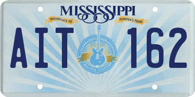 MS license plate AIT162