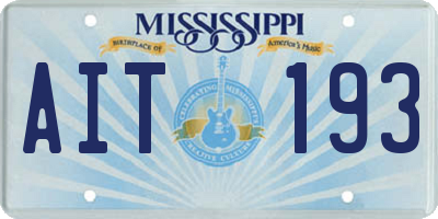 MS license plate AIT193