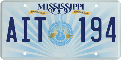 MS license plate AIT194