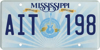 MS license plate AIT198