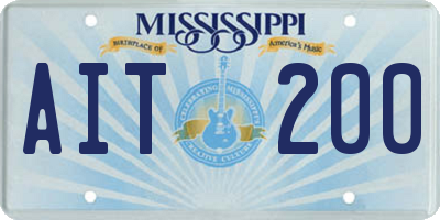 MS license plate AIT200
