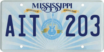 MS license plate AIT203