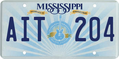 MS license plate AIT204