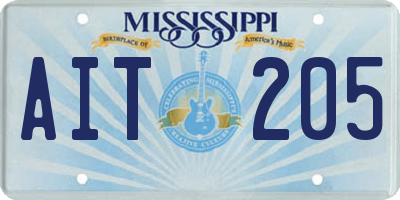 MS license plate AIT205