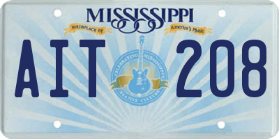 MS license plate AIT208