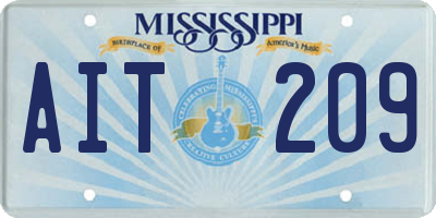 MS license plate AIT209