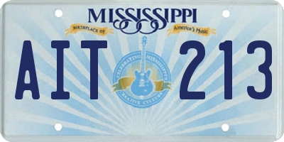 MS license plate AIT213