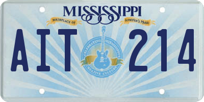 MS license plate AIT214