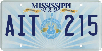 MS license plate AIT215