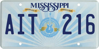 MS license plate AIT216