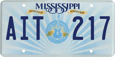 MS license plate AIT217