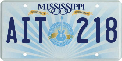 MS license plate AIT218