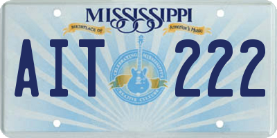 MS license plate AIT222
