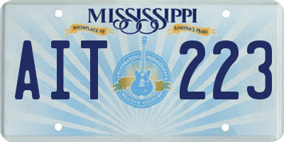 MS license plate AIT223