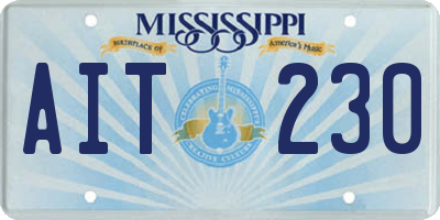 MS license plate AIT230