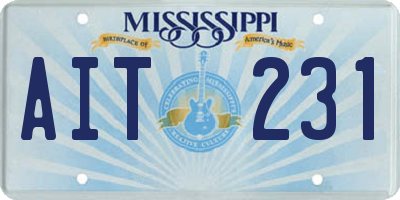 MS license plate AIT231