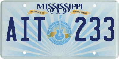 MS license plate AIT233