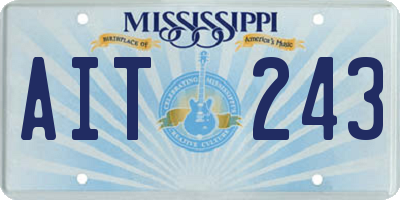 MS license plate AIT243