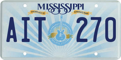 MS license plate AIT270