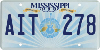MS license plate AIT278