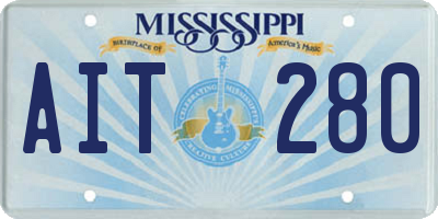 MS license plate AIT280