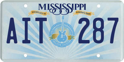 MS license plate AIT287