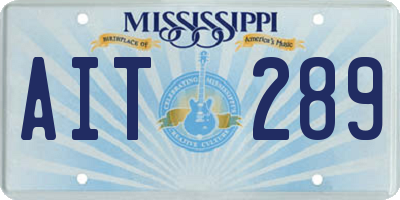 MS license plate AIT289