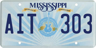 MS license plate AIT303