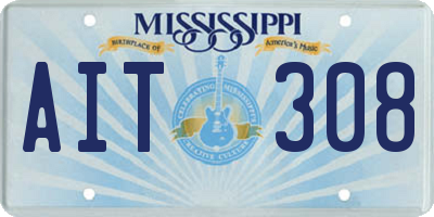 MS license plate AIT308