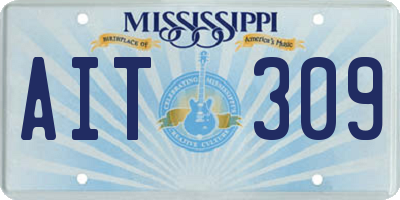 MS license plate AIT309