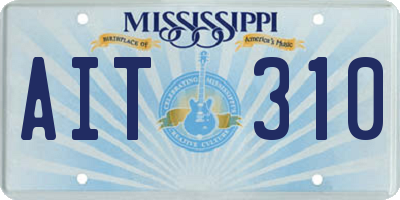 MS license plate AIT310