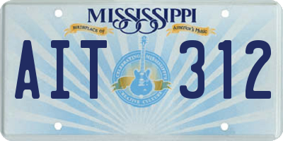 MS license plate AIT312