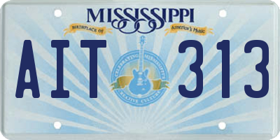 MS license plate AIT313
