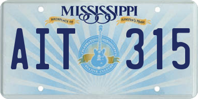 MS license plate AIT315