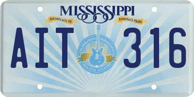 MS license plate AIT316