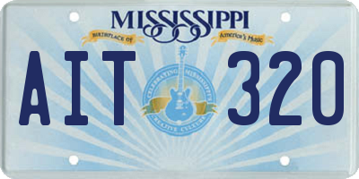 MS license plate AIT320