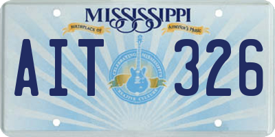 MS license plate AIT326