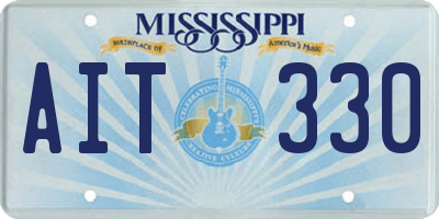 MS license plate AIT330